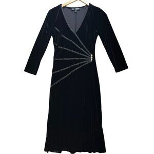 Connected Apparel Women's Holiday Velvet Formal Dress Long Sleeve Size 8 Black